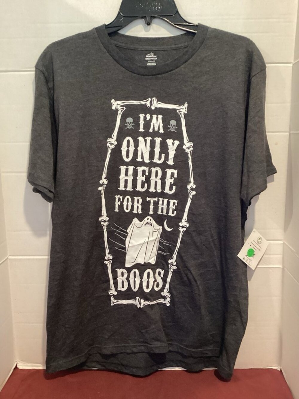 T100-Men’s Dark Grey I’m Only Here For The Boos Graphic T Shirt Size Medium